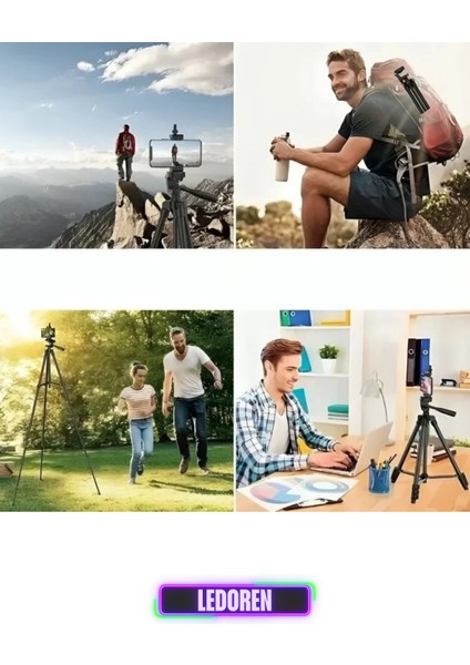 NP-3180S 129 cm Tripod Bluetooth Kumandalı Profesyonel Telefon Kamera Tutucu Çantalı Tripot