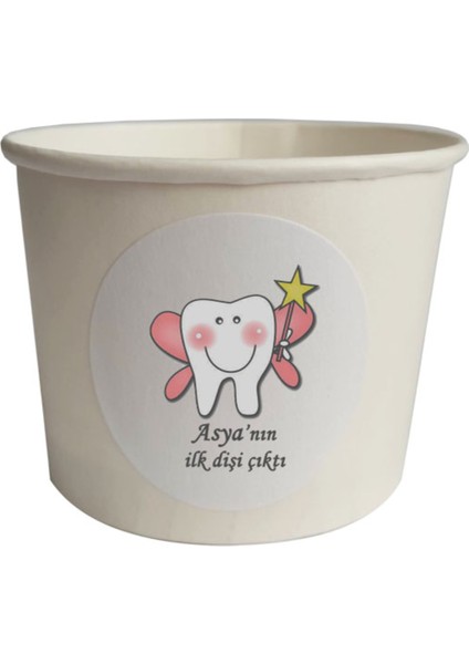 20 Adet Kişiye Özel Pembe Diş Buğdayı Karton Kase 9X6CM- Ilk Dişim