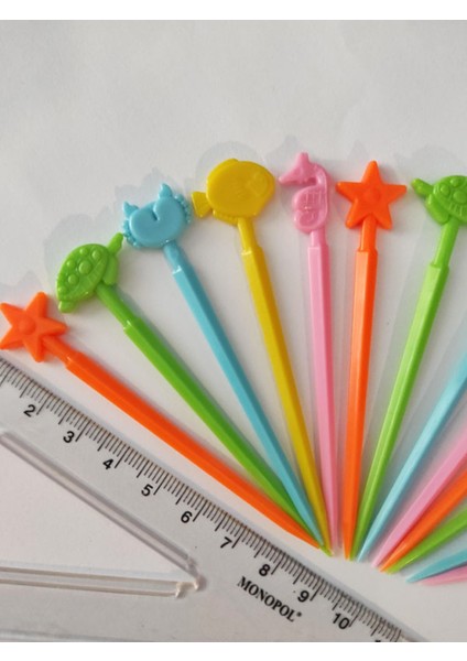 10 Adet Dekoratif Sevimli Hayvan Şekilli Plastik Kürdan 8,5 cm - Asorti