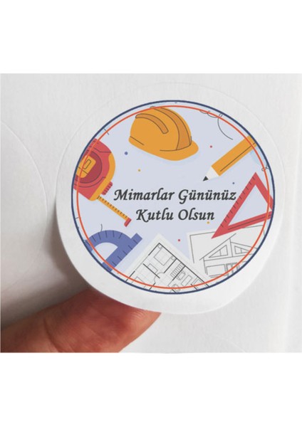 48 Adet 4 cm Mimarlar Gününüz Kutlu Olsun Mat Baskılı Etiket Sticker -3