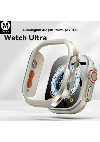 Zengezur Movenchy Apple Watch Ultra 49MM Mo-Wt3 Alüminyum Camlı Kasa Ekran Koruyucu - Gold fiyatları