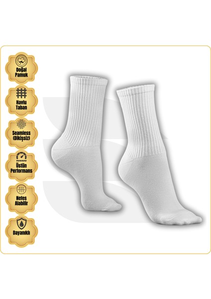 Erkek Soket Çorap 3'lü Set - Doğal Pamuk, Dikişsiz, Spor Koşu Yürüyüş ve Antrenman Çorabı