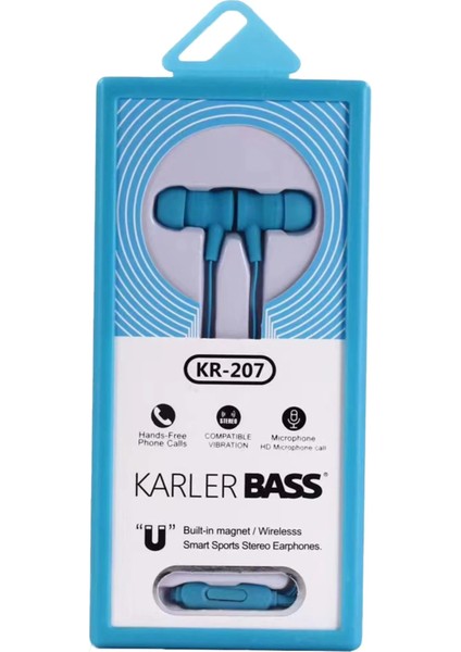 Zengezur Karler Bass KR-207 Mıknatıslı Kablolu Kulaklık - Mavi