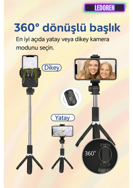 Uzaktan Kumandalı Bluetooth Selfie Çubuğu 3 Ayaklı 70 cm Tripod L01 fırsatları