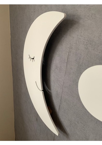 Çocuk Odası Dekoratif Ahşap Ay Gece Lambası Ledli Aydınlatma (Beyaz-Renkli) fırsatları