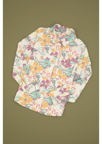 Kız Çocuk Gömlek Desenli 50314309-VR256