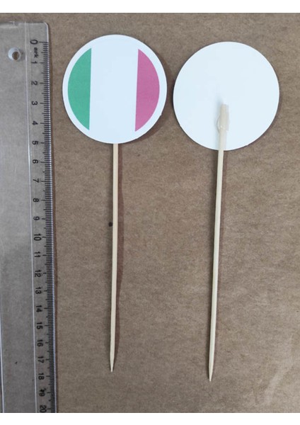 15 cm Uzun Kürdan - 20 Adet Dekoratif Italya Bayrağı Baskılı Kürdan modelleri