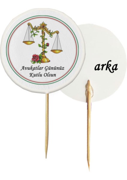 Beyhan Bayhan 20 Adet Dekoratif Avukatlar Gününüz Kutlu Olsun Baskılı Kürdanı 6,5 Cm-3