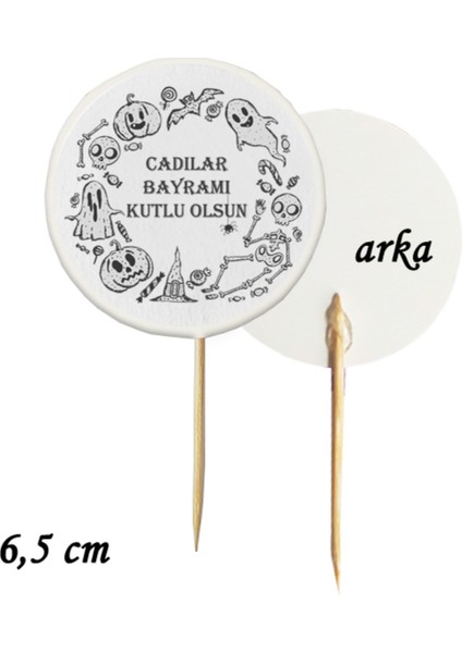 Beyhan Bayhan 20 Adet Dekoratif Hallowen Cadılar Bayramı Baskılı Pasta Kürdanı 6,5 cm -8
