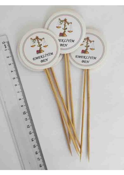 Beyhan Bayhan 15 cm Uzun Kürdan - 20 Adet Emekli Oldum Baskılı Pasta Kürdanı fiyatları