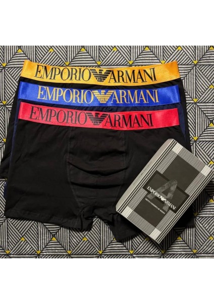 Erkek 3'lü Premium Likralı Boxer Seti-Esnek Bel Bantlı