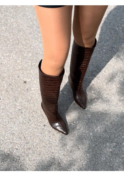 Gwen Desenli Kadın Çizme Acıkahve modelleri