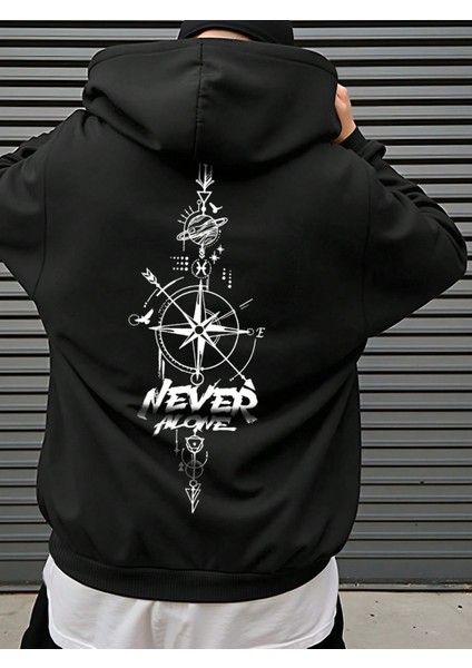 Erkek Baskılı Sweatshırt 3 Iplik Oversize