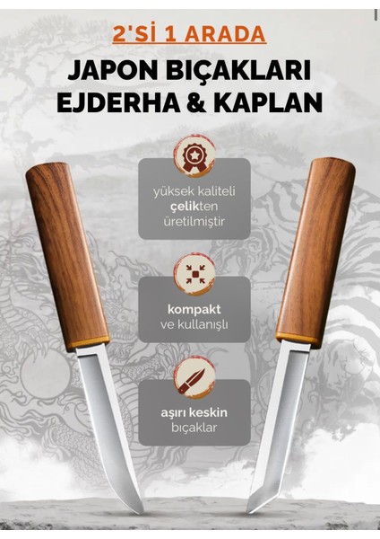 2'si 1 Arada Japon Bıçakları Ejderha & Kaplan