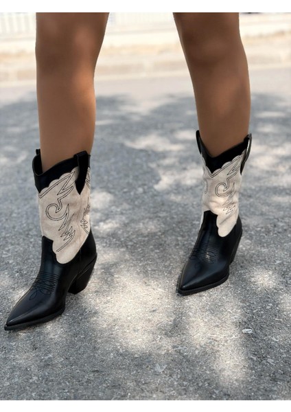 Marnel Kadın Kovboy Çizme Bej Nakışlı modelleri