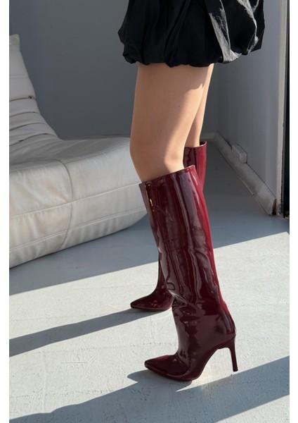 Oslanna Bordo Rugan Günlük Kadın Çizme fiyatları