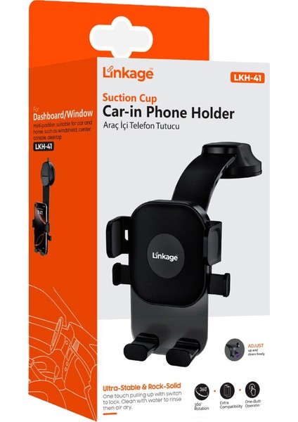 Lkh-41 Vantuzlu | 360° Döner Başlık | Tek Tuşla Sabitleme Araç Içi Telefon Tutucu fırsatları