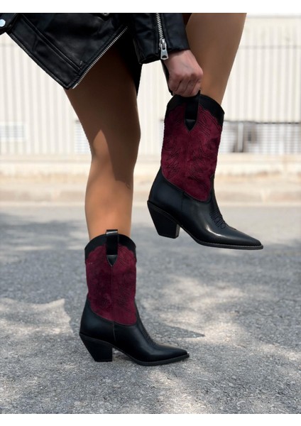 Marnel Kadın Kovboy Çizme Bordo Nakışlı fiyatları