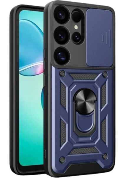 Zengezur Newface Samsung Galaxy S25 Ultra Kılıf Pars Lens Yüzüklü Silikon - Lacivert