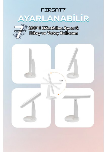 Dokunmatik LED Işıklı Makyaj Aynası Beyaz 22 Ledli 180° Dönebilen Makyaj Aynası Makyaj Organizatörlü