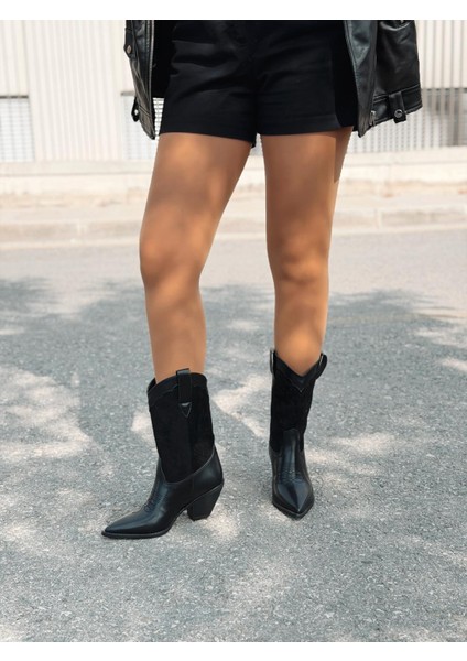 Marnel Kadın Kovboy Çizme Siyah Nakışlı fırsatları