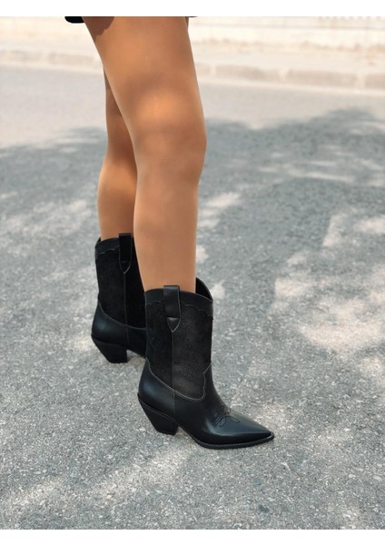 Marnel Kadın Kovboy Çizme Siyah Nakışlı indirimleri