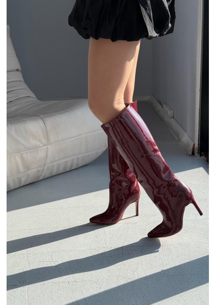 Oslanna Bordo Rugan Günlük Kadın Çizme