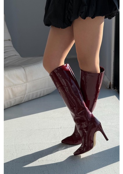 Oslanna Bordo Rugan Günlük Kadın Çizme fırsatları