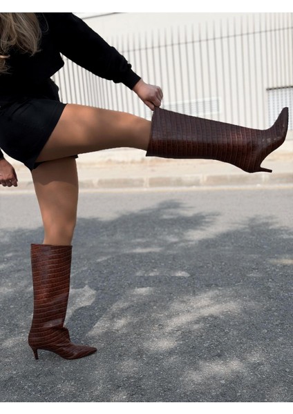 Gwen Desenli Kadın Çizme Taba fiyatları