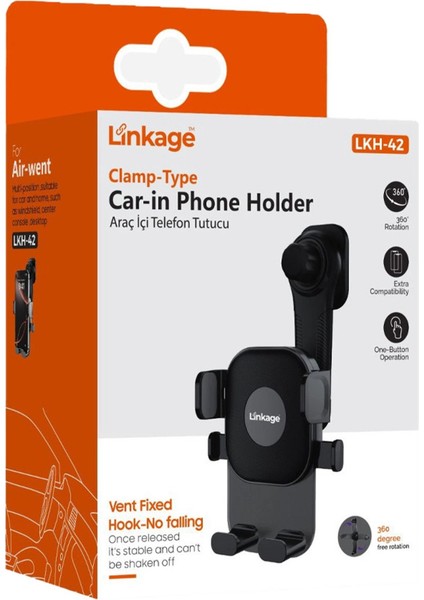 Lkh-42 360° Ayarlanabilir Havalandırma Için Araç Içi Telefon Tutucu fiyatları