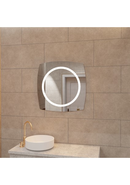 Modern LED Işıklı Kare Ayna – Dekoratif Duvar Aynası