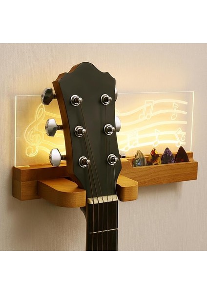Gitar Duvar Askısı, Ahşap, LED Ahşap Gitar Askısı, USB ile Çalışır, Ukulele ve Saklama Için, Gitaristler ve Erkekler Için Gitar Hediyesi