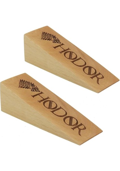 Trend Dekoratif Ahşap Hodor Yazılı Kapı Stoperi 2 Adet Kapı Tutucu