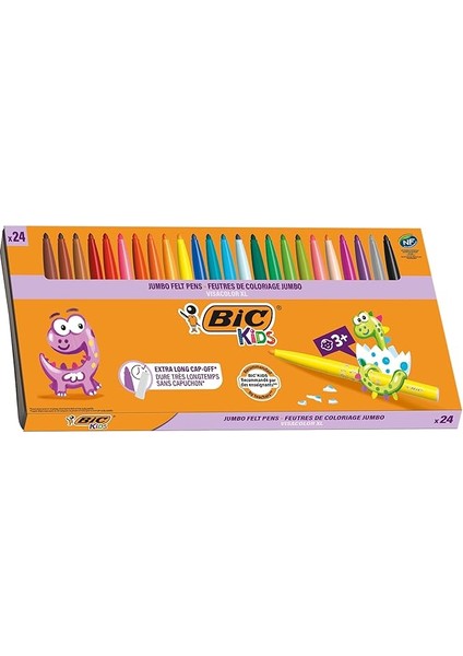 Kids Visa Color Xl Keçeli Boya Kalemi 24 Renk, Su Bazlı Mürekkep, Kolayca Çoğu Kumaştan Çıkar, 3 Yaş ve Üzeri Çocuklar Için Ideal