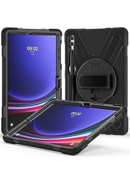 Samsung Galaxy Tab S9 Fe Plus ile Uyumlu Kılıf Zore Defender Askı Aparatlı Tank Tablet Silikon Kapak - Siyah fırsatları