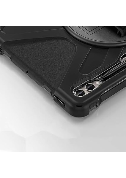 Samsung Galaxy Tab S9 Fe Plus ile Uyumlu Kılıf Zore Defender Askı Aparatlı Tank Tablet Silikon Kapak - Siyah indirimleri