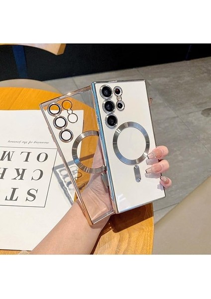 Galaxy S24 Ultra ile Uyumlu Kablosuz Şarj ile ile Uyumlu Kamera Koruyucu Şeffaf Lüks ile Uyumluı, Siyah modelleri