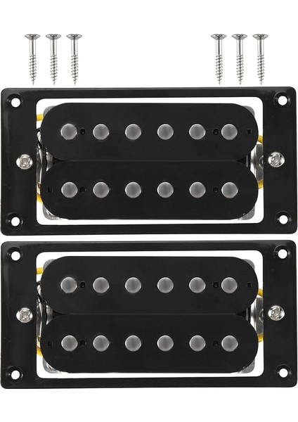 2 Adet (1 Set) Siyah Humbucker Çift Bobinli Gitar Manyetikleri + Çerçeve Vidası