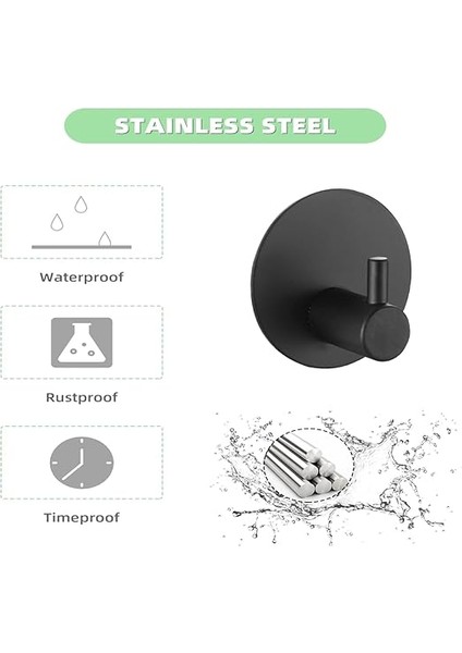 Yapışkanlı Askılık - 5'li Paket, Ağır Hizmet, Duvar Kancaları, Su Geçirmez Paslanmaz Çelik Askılıklar Ceket, Havlu, Bornoz Askılık Duvara Montaj, Banyo Mutfak Garaj Ev Otel Ofis Dolabı ve Yatak Odası Askıları 3m Bantlı, Mat Siyah Mat Siyah 06 indirimleri