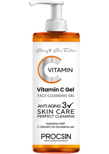 C Vitamini Yüz Temizleme Jeli, Aydınlatıcı &amp; Arındırıcı, Cilt Canlandırıcı &amp; Nemlendirici, Günlük Derinlemesine Temizlik, 150 ml