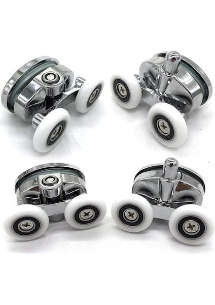 4'lü Yeni Oval Kelebek Çift Tekerlekli Duş Kapı Silindiri Seti (25 Mm)