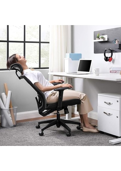 Ofis Koltuğu, File Kaplamalı Masa Sandalyesi, Ayarlanabilir Bel Desteği, Koltuk Başlığı ve Kolçaklar, 120'YE Kadar Ayarlanabilir Eğim Açısı, Gri OCN55BG, 6660 (97-105,5) cm fiyatları