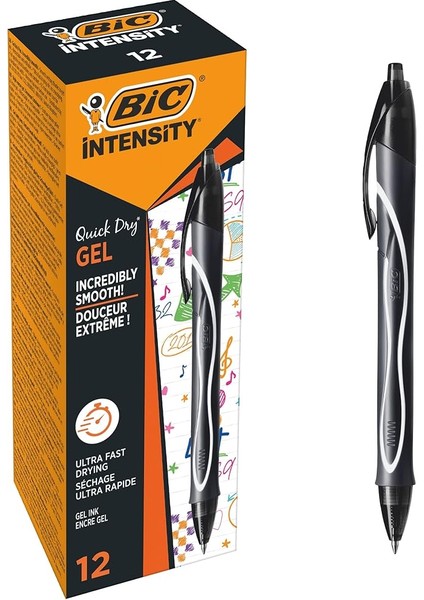Gel-Ocity Quick Dry Hizli Kuruyan Jel Kalem 12'li Kutu Siyah, 0.7 mm Orta Kalınlıkta Uç, Hızlıca Kuruyan Jel Mürekkep