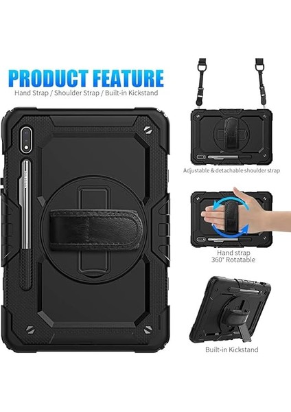 Galaxy Tab S9 Fe PLUS/S10 Plus/s9 Plus ile Uyumlu Kılıf Defender Askılı Pars Case Fuji X610-16-810-18 X820 Siyah modelleri