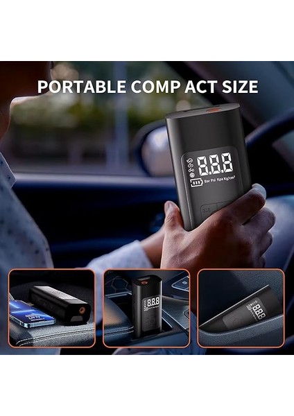 Lastik Şişirme Pompası, Kompresörü 12V Dc, 150 Psı, USB Şarj, Otomatik Kapanma Bisiklet, Araç, Top, Bv Lastikler 6000 Mah modelleri