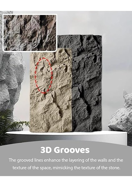 Paneli Iç ve Dış Mekanlar Için 5 cm Suni Taş Duvar Panelleri, 3 Boyutlu Tasarımlı 3,6 ve 9'lu Paket Çimento Dokulu Panel, Akustik Panel Kaplama/suni Kaplama(Gray-A,3 Pack) fırsatları
