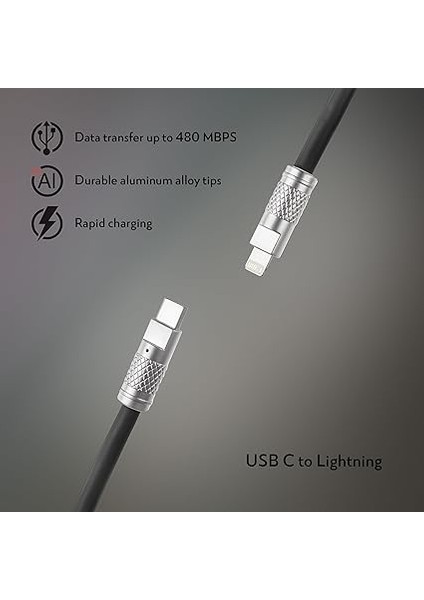 Bariyer USB C Tipi Kablo Yıldırımla Uyumlu - Geliştirilmiş Dayanıklılık ve Estetik, iPhone Için Hızlı Şarj Kablosu - Usb-C 2.0 (Obsidian Siyah, 3 Feet) fiyatları