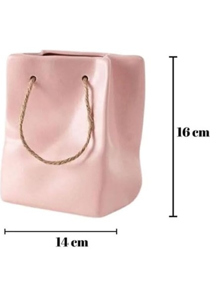 Studıo Dekoratif Seramik Çanta Şeklinde Vazo CB001-WH (Pembe) fiyatları