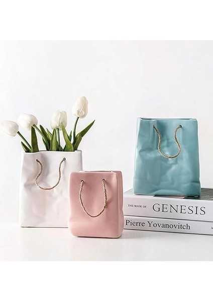 Studıo Dekoratif Seramik Çanta Şeklinde Vazo CB001-WH (Pembe) fırsatları