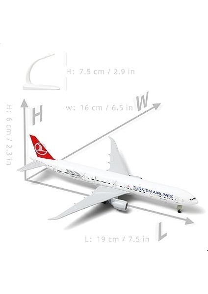 1/300 Döküm Metal Uçak Modeli Türk 777 Için BOEING777 Model Uçak Standlı (7,5 Inç Uzunluğunda) Havacılık Meraklıları Için Sergi Dekorasyonu. modelleri